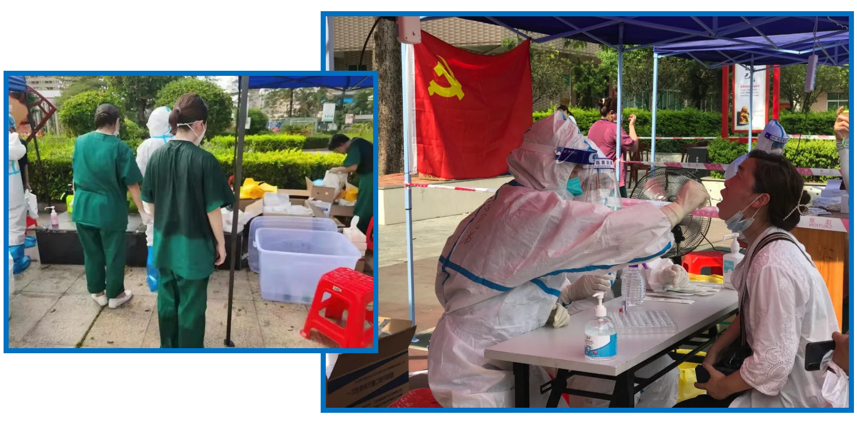 一線(xiàn)醫(yī)護(hù)人員在高溫下工作